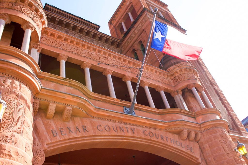 Ornate entrance archway of the Bexar County Courthouse